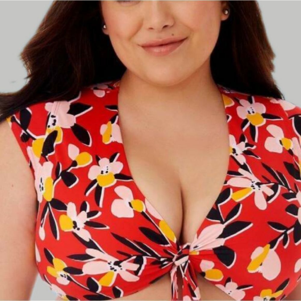 Plus Size! Slimming Control Tie-Front Bikini Top 